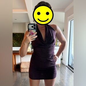 Maha Devi Designs Organic Cotton Tribal Cora  Lace-Up Dress, Purple, Size M